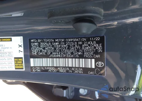 2023 Toyota Corolla Le from USA, damaged, VIN JTDB4MEE9P3004176